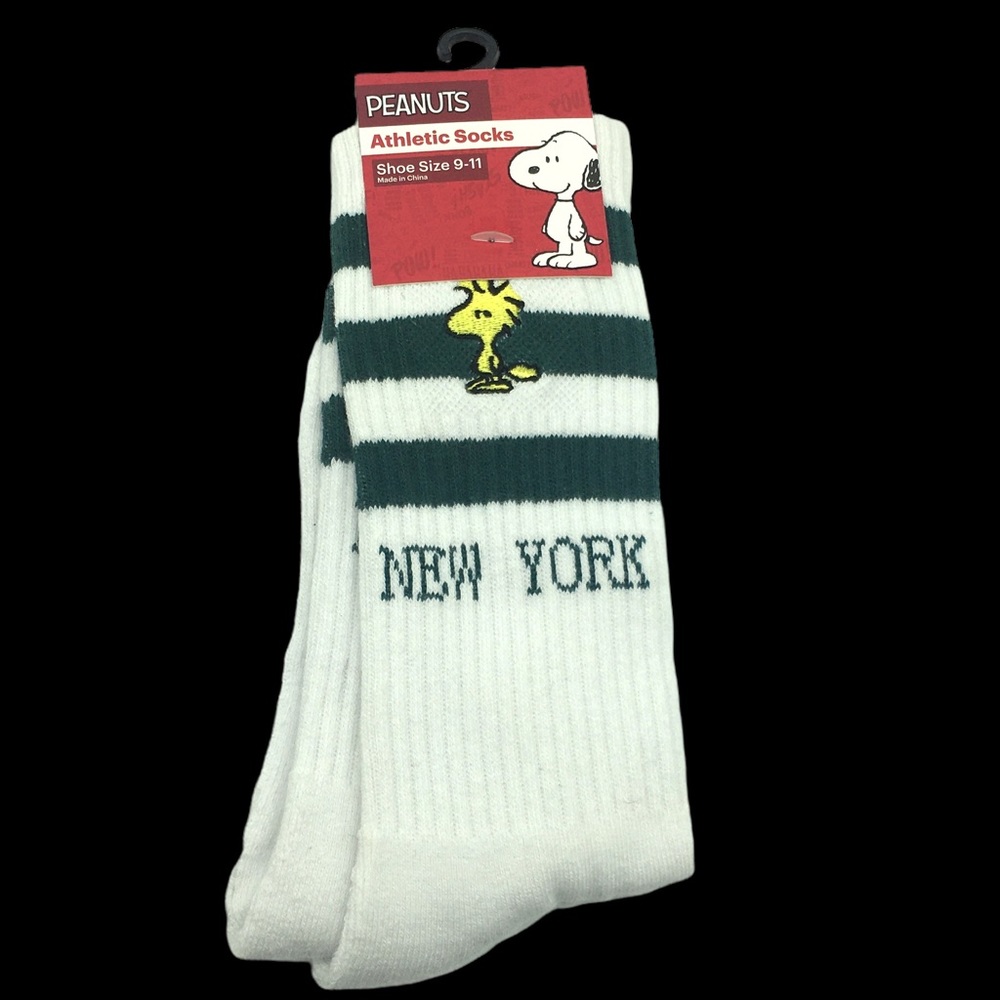Athletic Crew Socks WOODSTOCK PEANUTS NEW YORK Size 9-11
